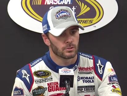 Jimmie Johnson talking to the media at New Hampshire