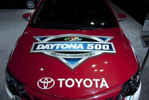 hood of the Daytona 500 pace car at the NY auto show.